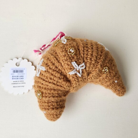 Anthropologie Crochet Croissant Ornament - New with Tag - Picture 2 of 5